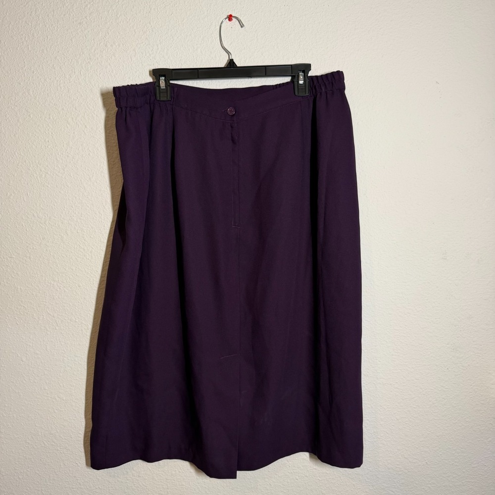 Justin Taylor A Line Midi Skirt Womens 20W Purple Lined Pleated Front Slit Party